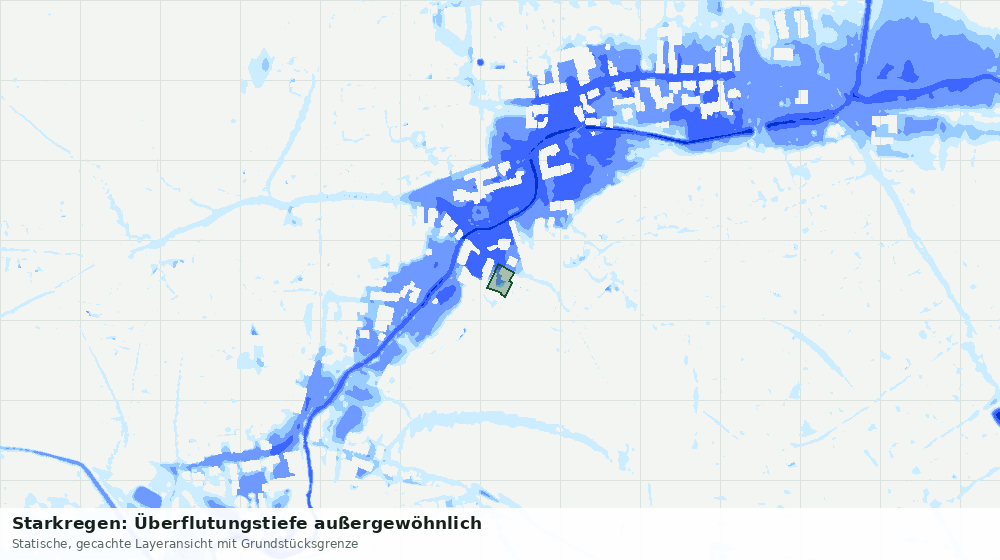 Statische Kartenansicht: Starkregen: Überflutungstiefe außergewöhnlich