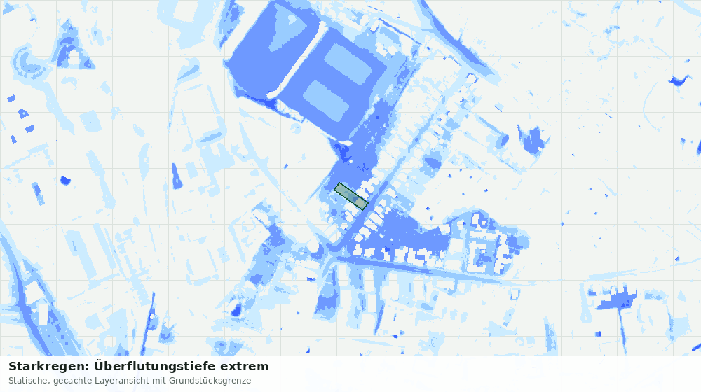 Statische Kartenansicht: Starkregen: Überflutungstiefe extrem