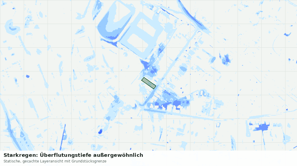 Statische Kartenansicht: Starkregen: Überflutungstiefe außergewöhnlich