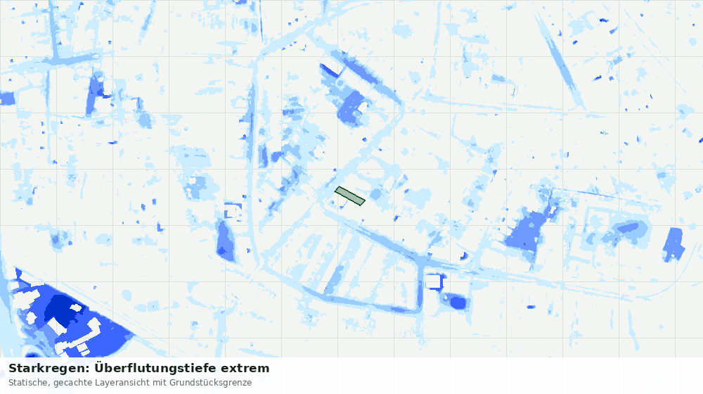 Statische Kartenansicht: Starkregen: Überflutungstiefe extrem