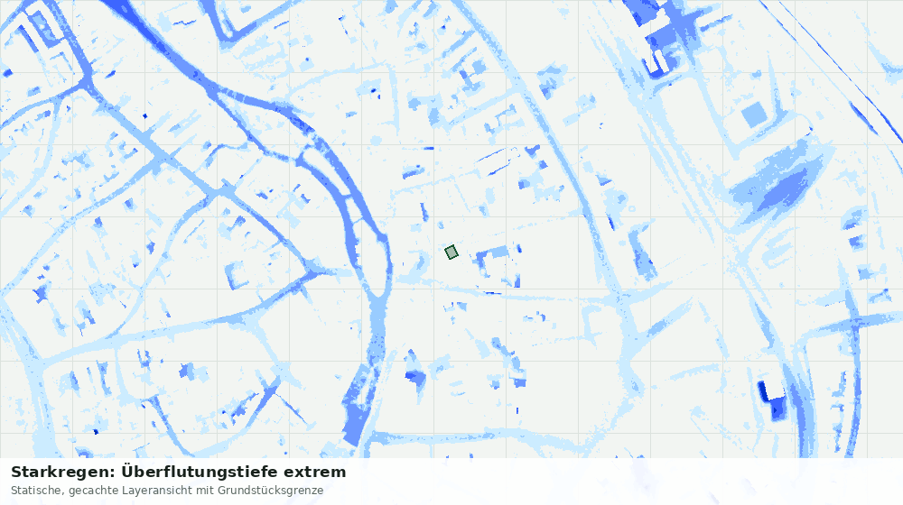 Statische Kartenansicht: Starkregen: Überflutungstiefe extrem