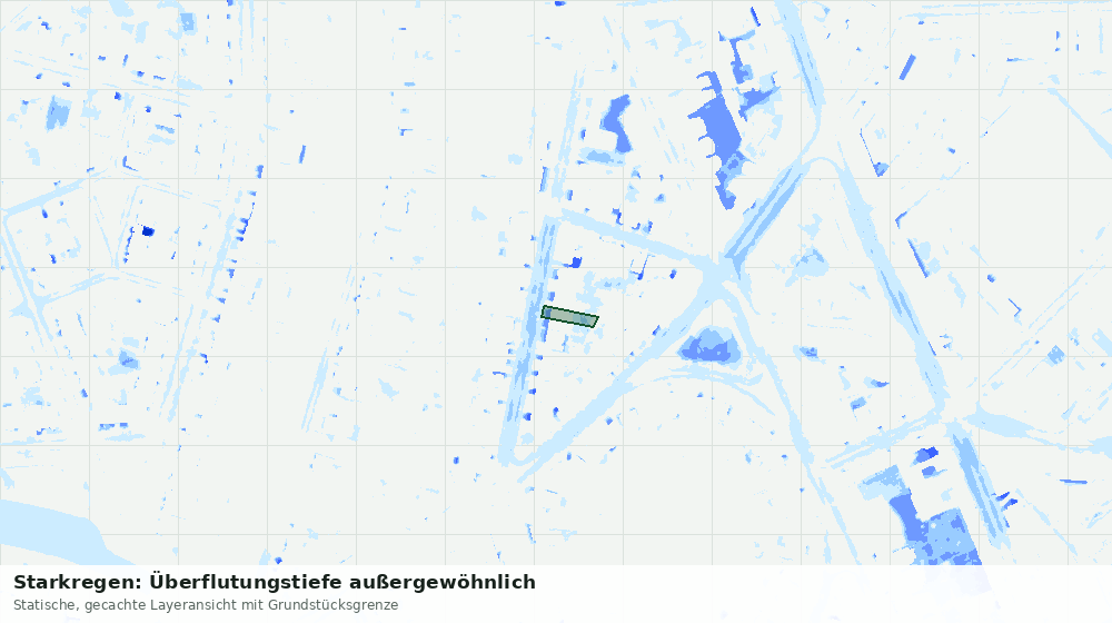 Statische Kartenansicht: Starkregen: Überflutungstiefe außergewöhnlich