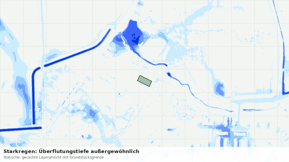 Statische Kartenansicht: Starkregen: Überflutungstiefe außergewöhnlich