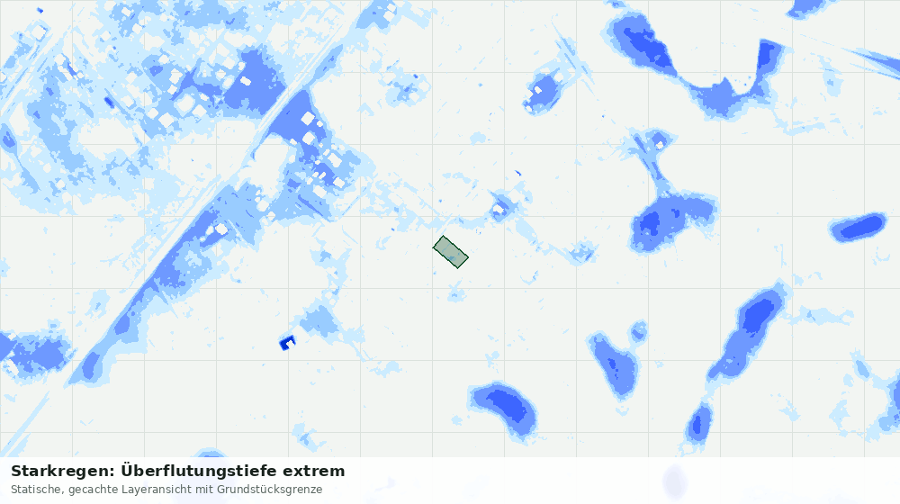 Statische Kartenansicht: Starkregen: Überflutungstiefe extrem