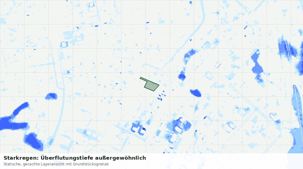 Statische Kartenansicht: Starkregen: Überflutungstiefe außergewöhnlich