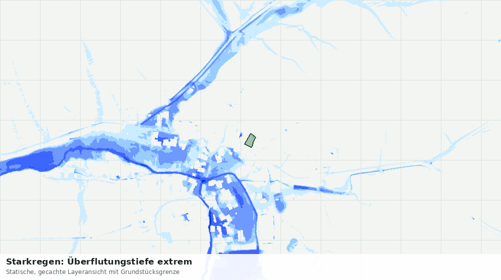 Statische Kartenansicht: Starkregen: Überflutungstiefe extrem