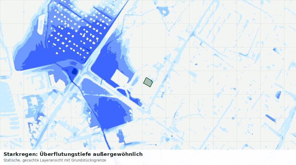 Statische Kartenansicht: Starkregen: Überflutungstiefe außergewöhnlich