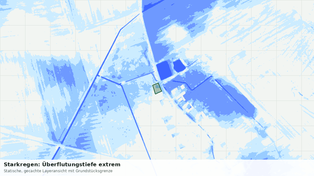 Statische Kartenansicht: Starkregen: Überflutungstiefe extrem