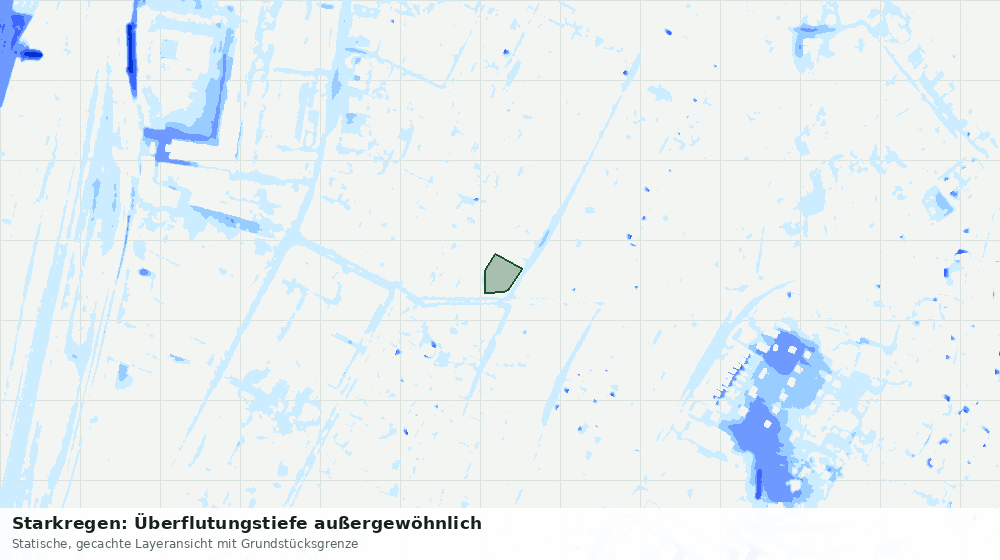 Statische Kartenansicht: Starkregen: Überflutungstiefe außergewöhnlich