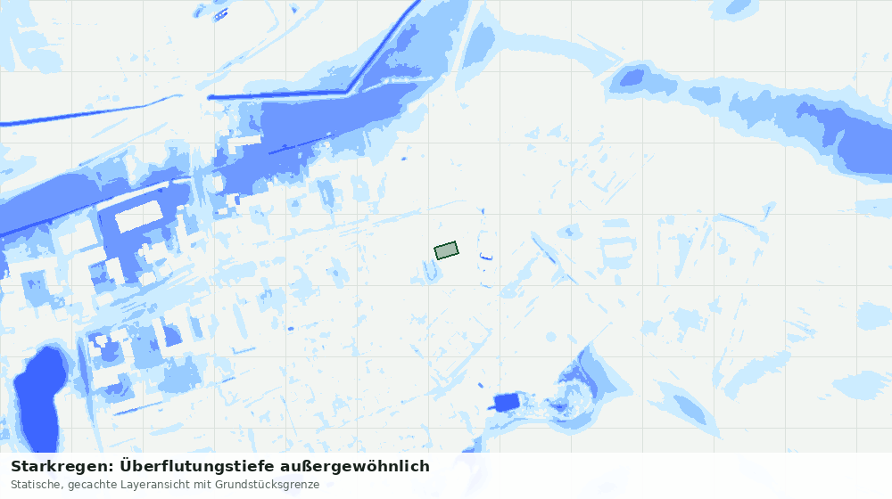 Statische Kartenansicht: Starkregen: Überflutungstiefe außergewöhnlich
