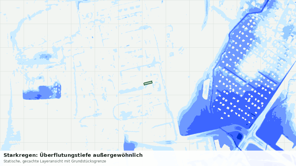 Statische Kartenansicht: Starkregen: Überflutungstiefe außergewöhnlich