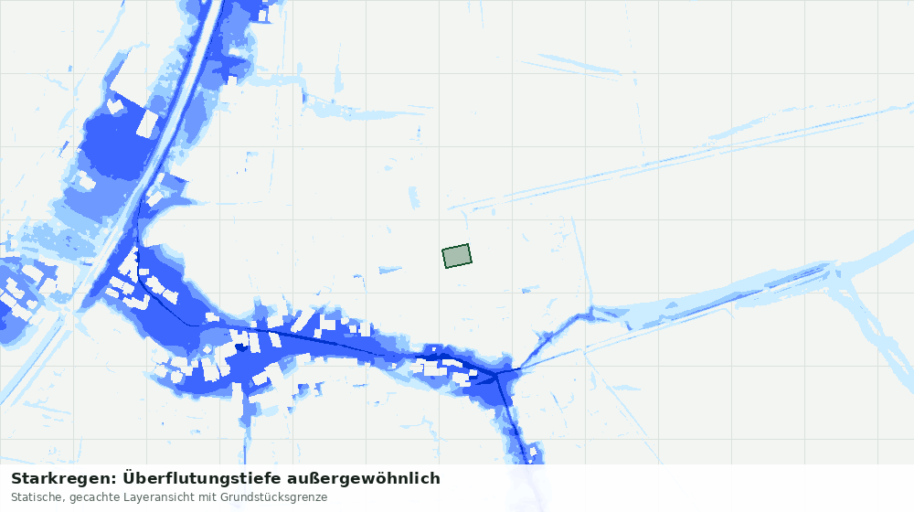 Statische Kartenansicht: Starkregen: Überflutungstiefe außergewöhnlich