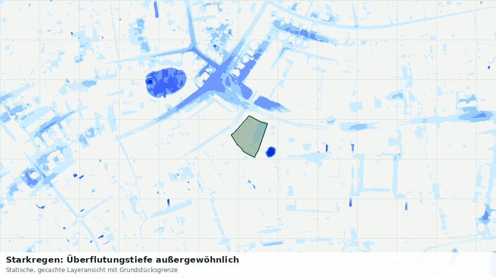 Statische Kartenansicht: Starkregen: Überflutungstiefe außergewöhnlich