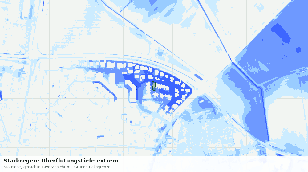 Statische Kartenansicht: Starkregen: Überflutungstiefe extrem