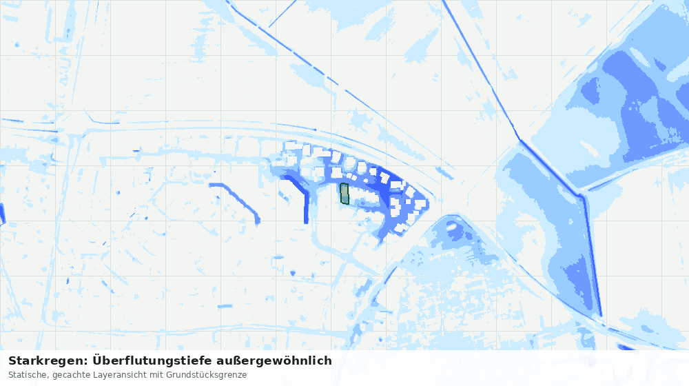 Statische Kartenansicht: Starkregen: Überflutungstiefe außergewöhnlich