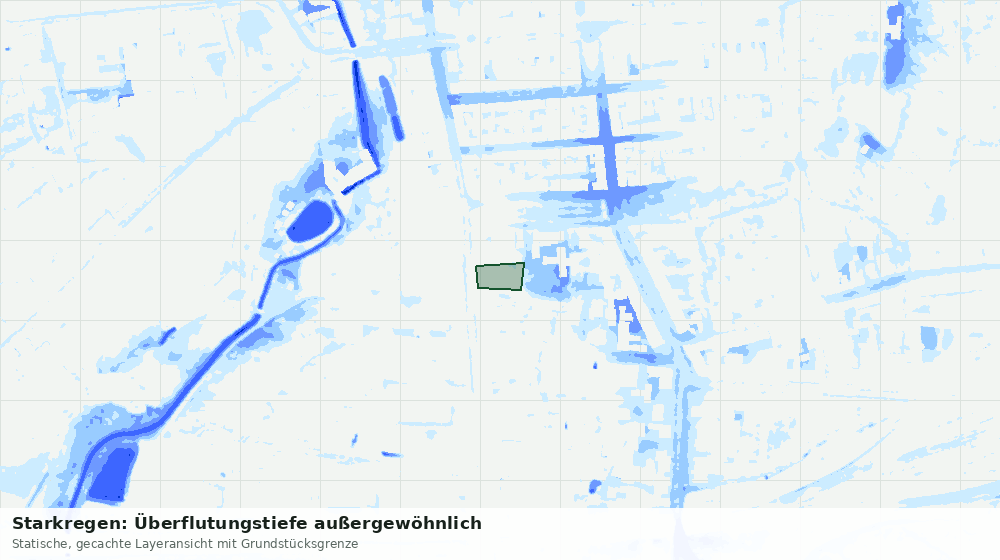 Statische Kartenansicht: Starkregen: Überflutungstiefe außergewöhnlich