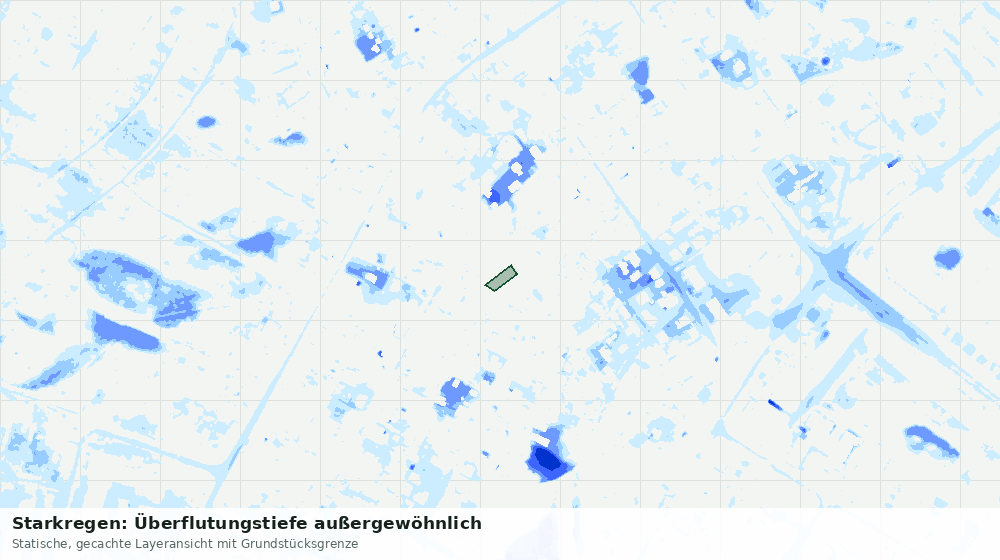 Statische Kartenansicht: Starkregen: Überflutungstiefe außergewöhnlich