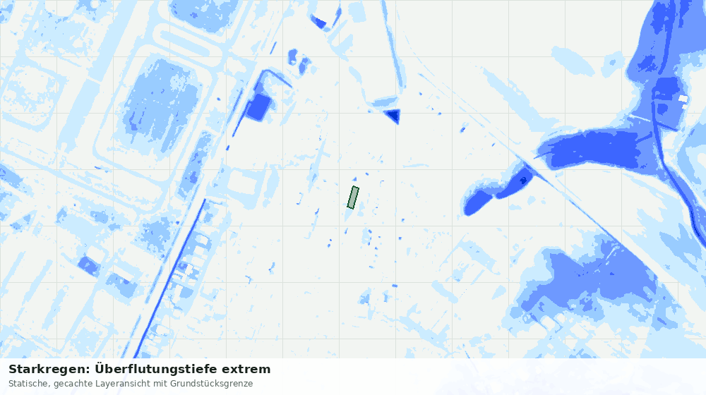 Statische Kartenansicht: Starkregen: Überflutungstiefe extrem