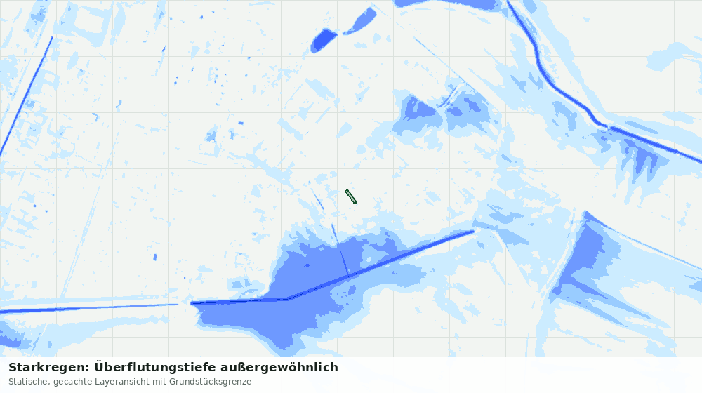 Statische Kartenansicht: Starkregen: Überflutungstiefe außergewöhnlich