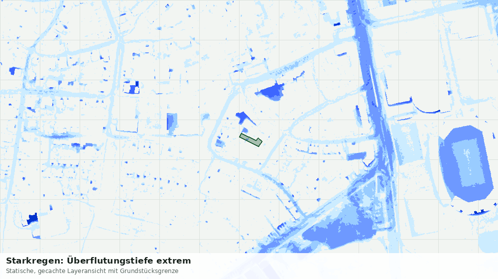 Statische Kartenansicht: Starkregen: Überflutungstiefe extrem
