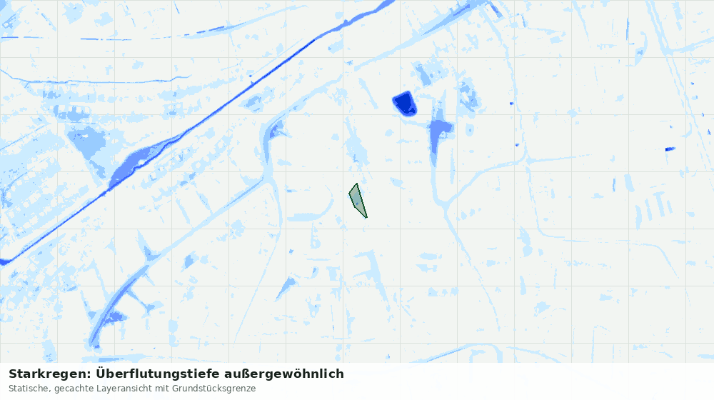 Statische Kartenansicht: Starkregen: Überflutungstiefe außergewöhnlich