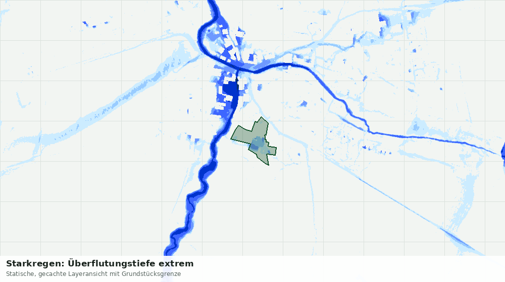 Statische Kartenansicht: Starkregen: Überflutungstiefe extrem