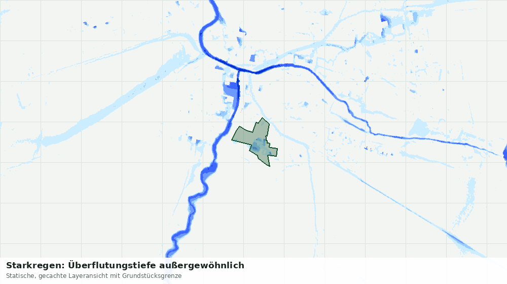 Statische Kartenansicht: Starkregen: Überflutungstiefe außergewöhnlich