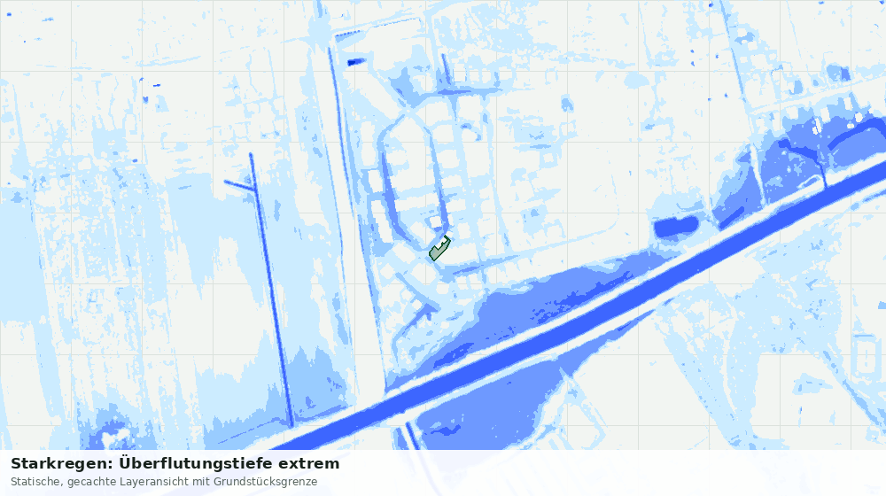 Statische Kartenansicht: Starkregen: Überflutungstiefe extrem