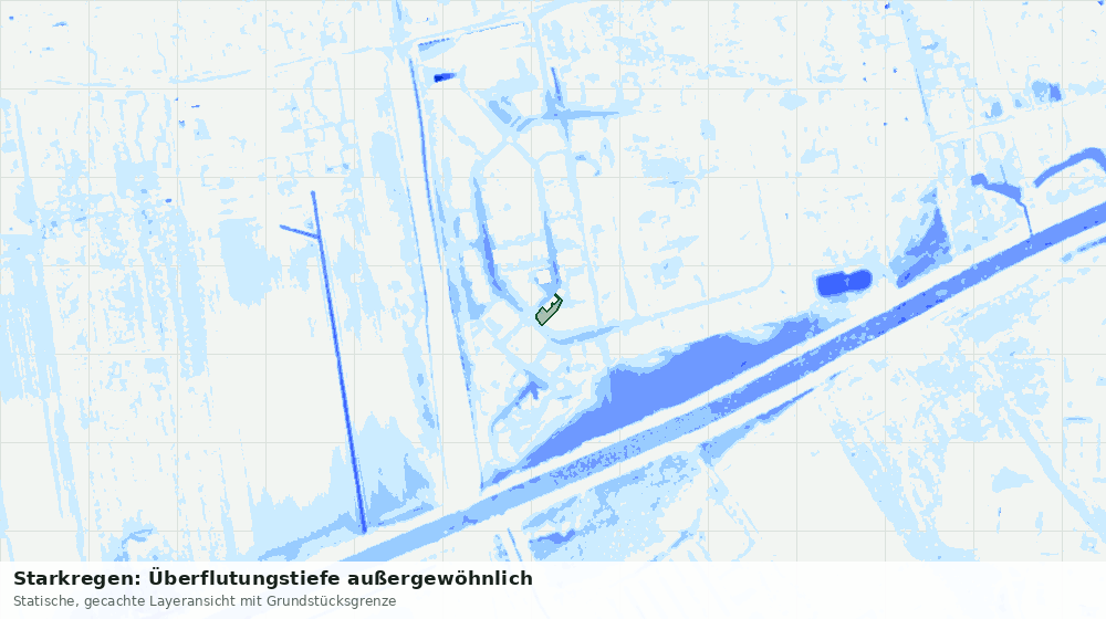 Statische Kartenansicht: Starkregen: Überflutungstiefe außergewöhnlich