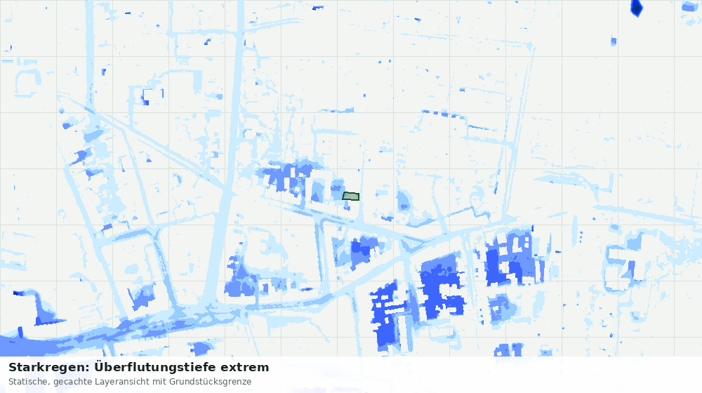 Statische Kartenansicht: Starkregen: Überflutungstiefe extrem