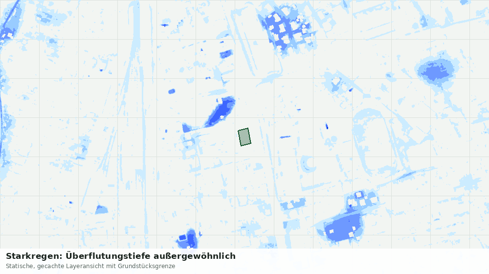 Statische Kartenansicht: Starkregen: Überflutungstiefe außergewöhnlich
