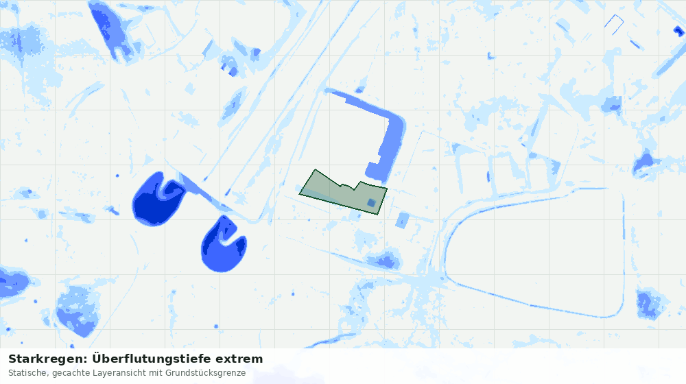 Statische Kartenansicht: Starkregen: Überflutungstiefe extrem