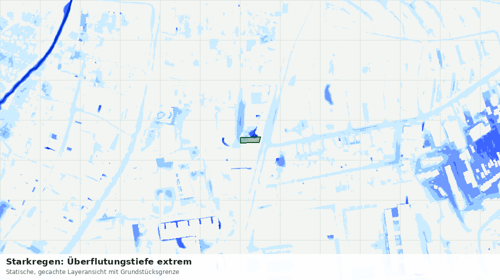 Statische Kartenansicht: Starkregen: Überflutungstiefe extrem