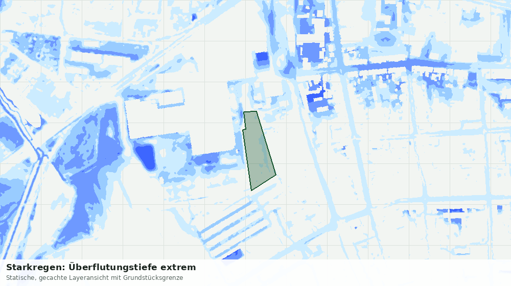 Statische Kartenansicht: Starkregen: Überflutungstiefe extrem