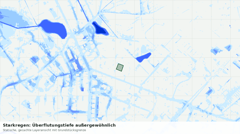 Statische Kartenansicht: Starkregen: Überflutungstiefe außergewöhnlich