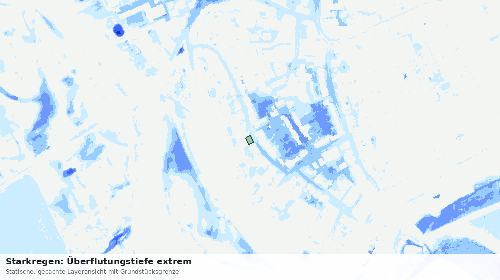Statische Kartenansicht: Starkregen: Überflutungstiefe extrem