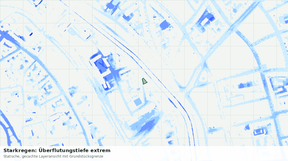 Statische Kartenansicht: Starkregen: Überflutungstiefe extrem