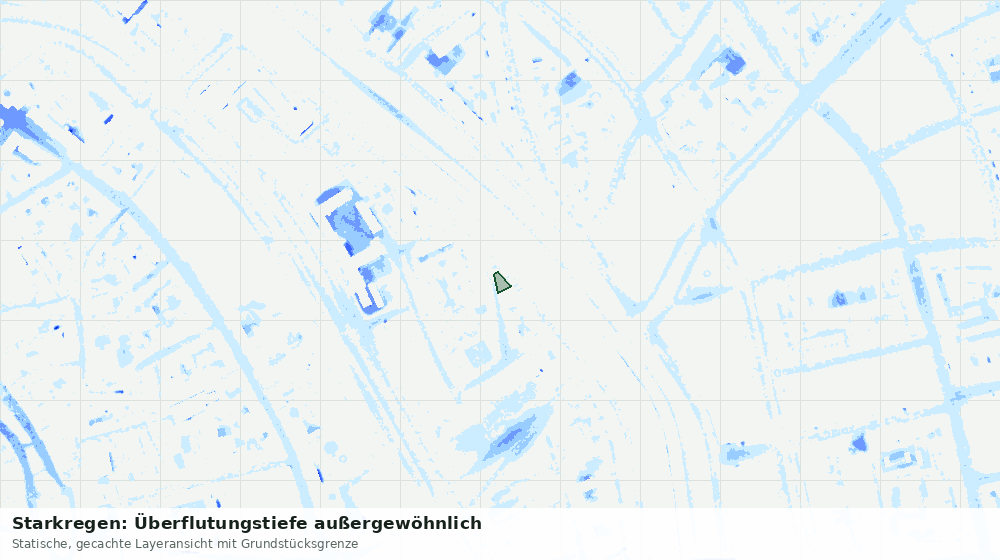Statische Kartenansicht: Starkregen: Überflutungstiefe außergewöhnlich