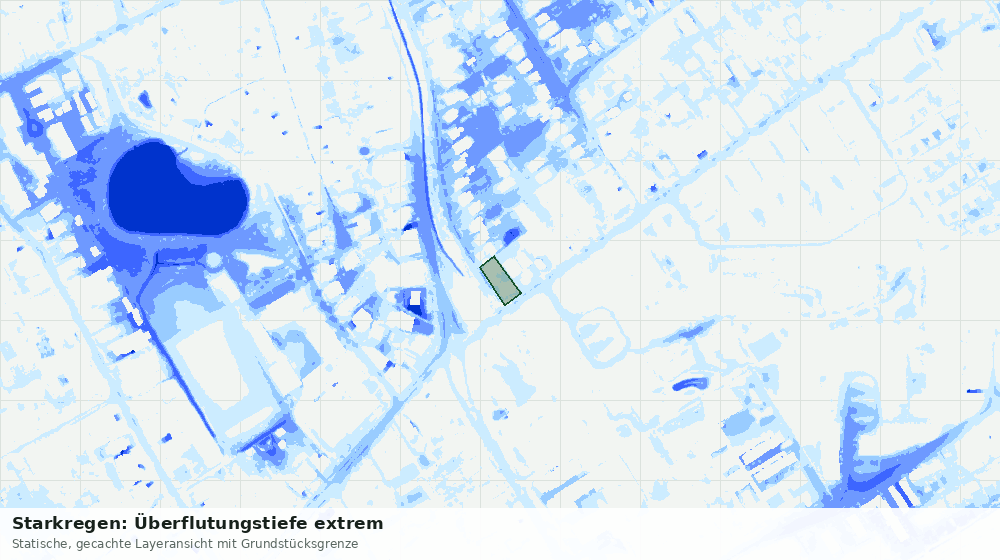 Statische Kartenansicht: Starkregen: Überflutungstiefe extrem