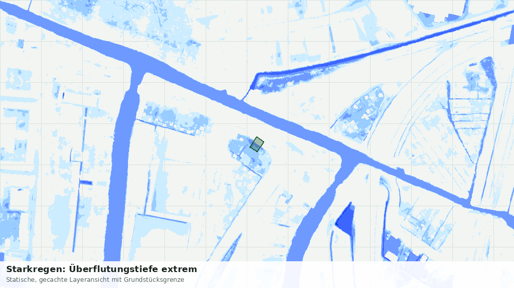 Statische Kartenansicht: Starkregen: Überflutungstiefe extrem