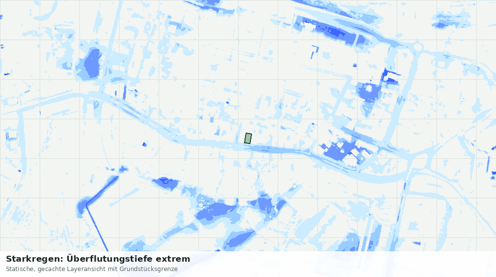 Statische Kartenansicht: Starkregen: Überflutungstiefe extrem