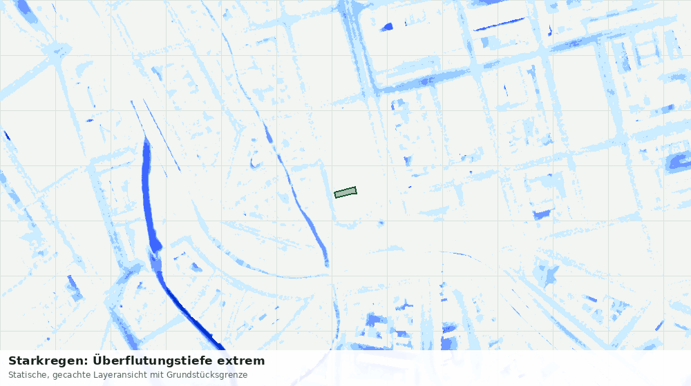 Statische Kartenansicht: Starkregen: Überflutungstiefe extrem