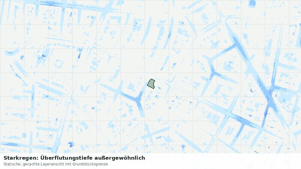 Statische Kartenansicht: Starkregen: Überflutungstiefe außergewöhnlich