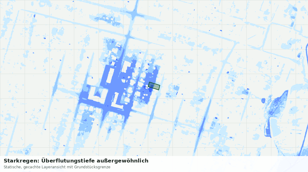 Statische Kartenansicht: Starkregen: Überflutungstiefe außergewöhnlich