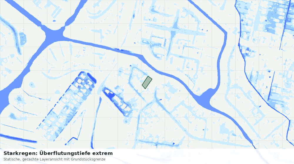 Statische Kartenansicht: Starkregen: Überflutungstiefe extrem
