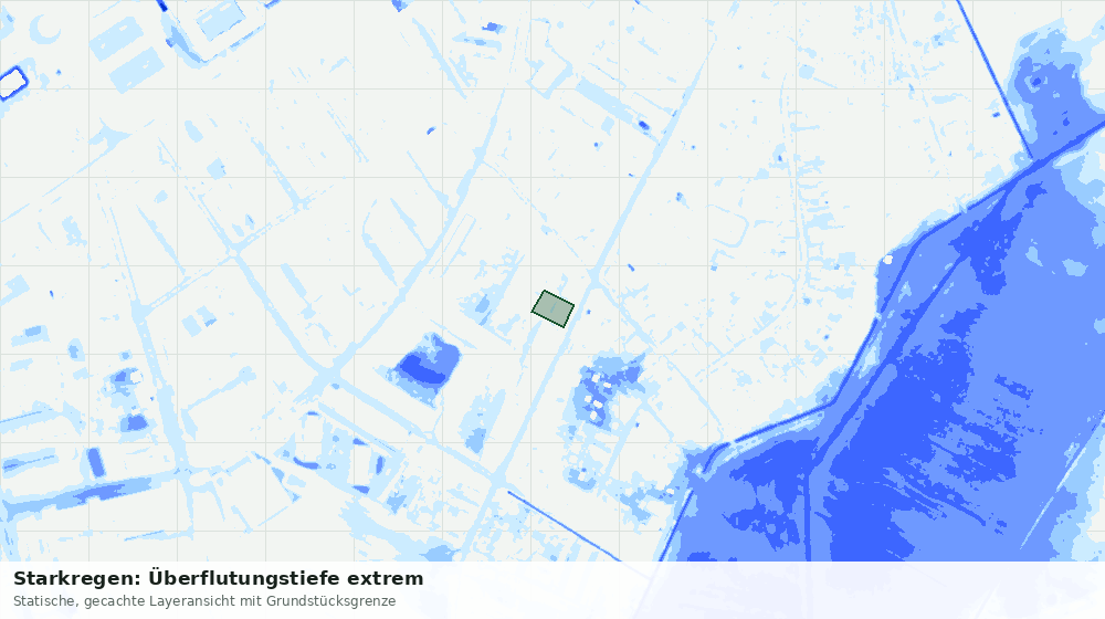 Statische Kartenansicht: Starkregen: Überflutungstiefe extrem