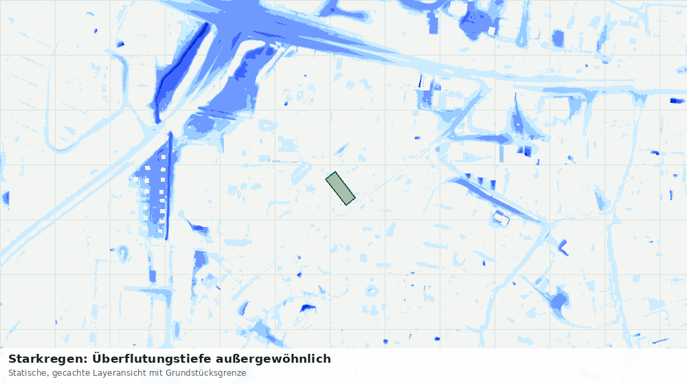 Statische Kartenansicht: Starkregen: Überflutungstiefe außergewöhnlich
