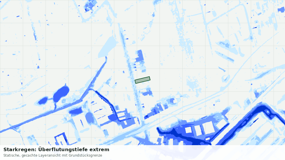 Statische Kartenansicht: Starkregen: Überflutungstiefe extrem
