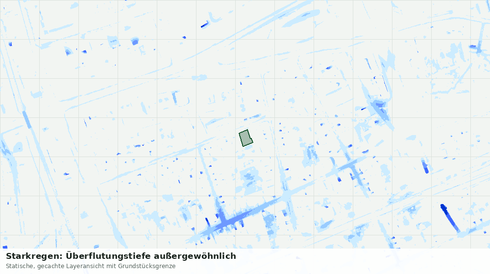 Statische Kartenansicht: Starkregen: Überflutungstiefe außergewöhnlich