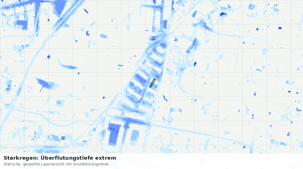 Statische Kartenansicht: Starkregen: Überflutungstiefe extrem